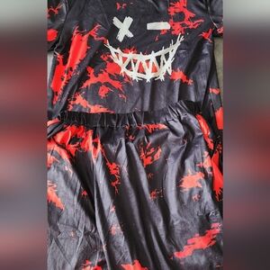 Men's Black and Red Graphic Shorts